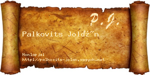 Palkovits Jolán névjegykártya