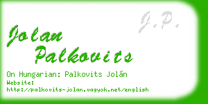 jolan palkovits business card