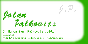 jolan palkovits business card